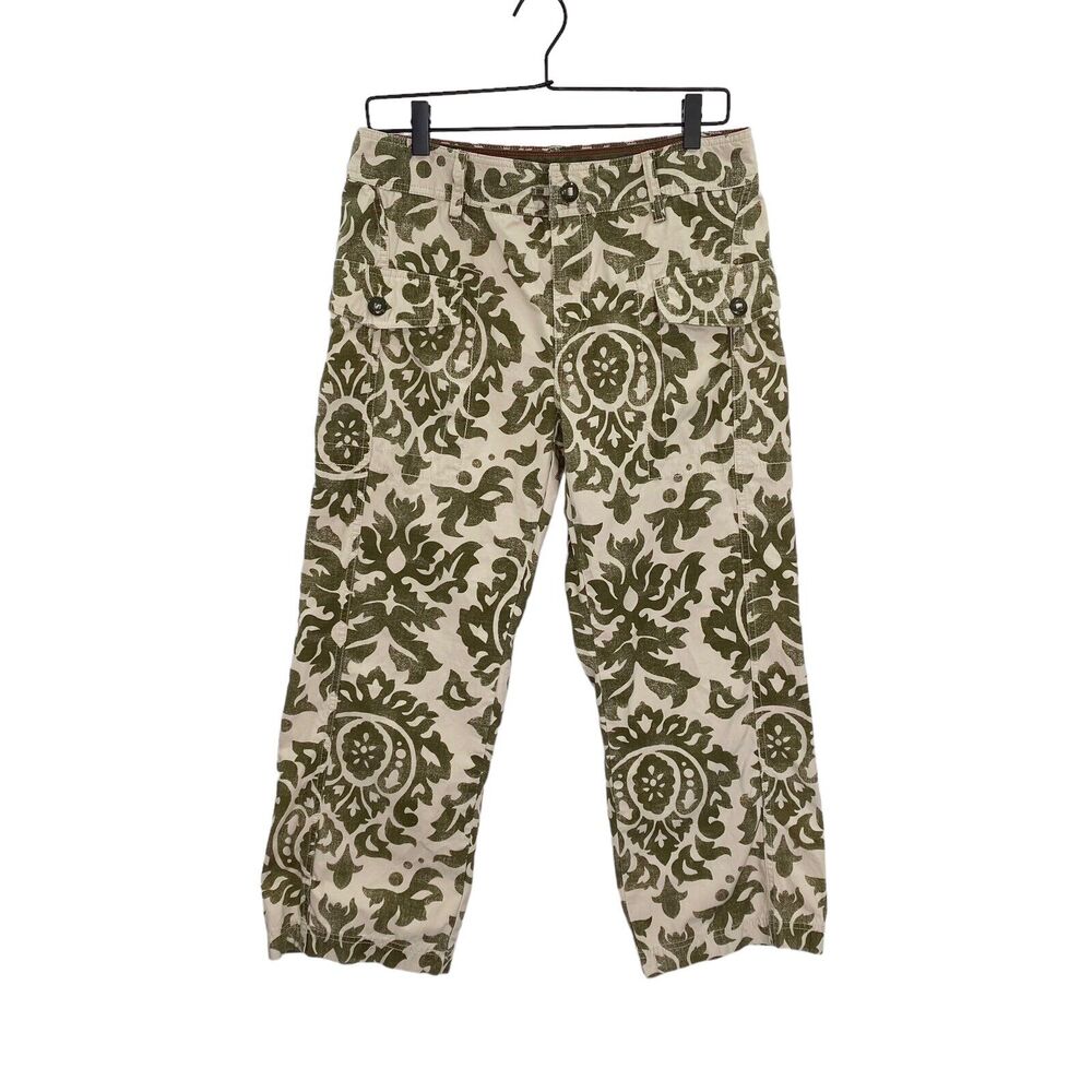 Tommy Hilfiger Pants Capri Womens Size 8 Olive/Beige Batik Rip Stop Vintage Crop
